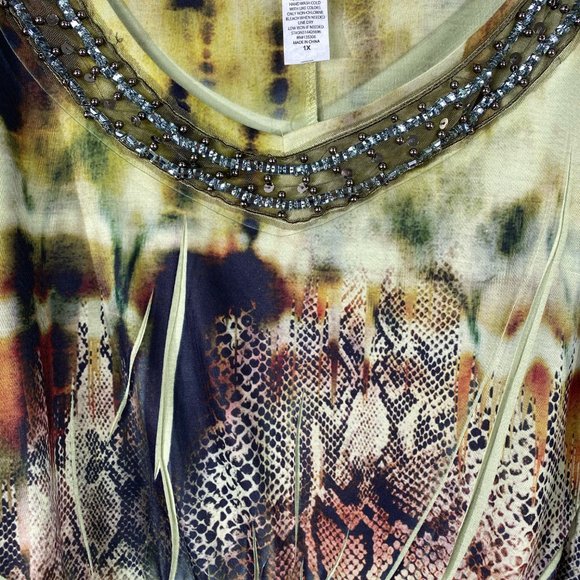 SOLD OUT!!  Seventh Avenue Safari Beaded Top - Picture 4 of 7